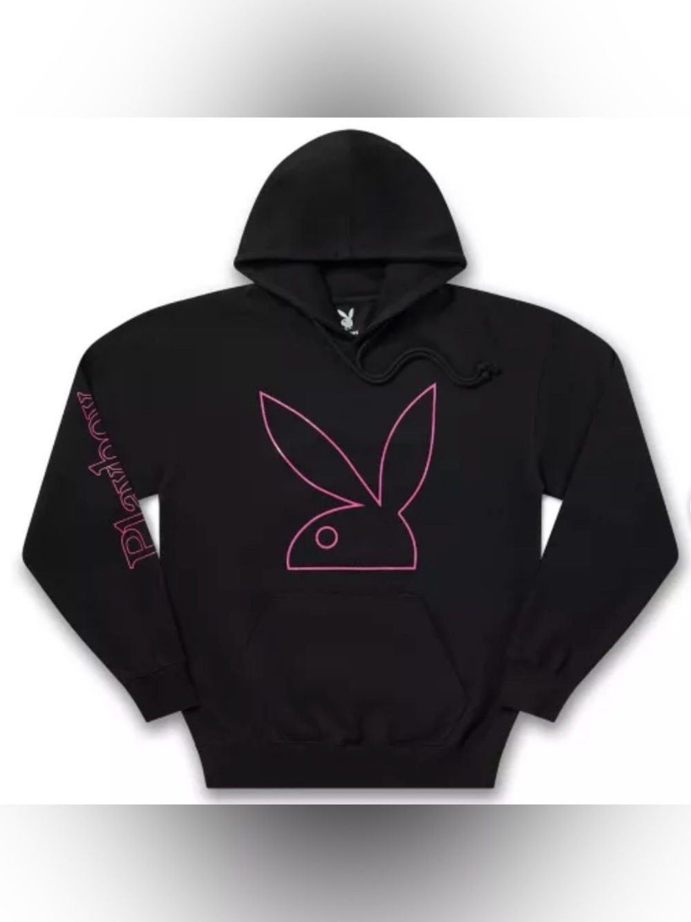 PLAYBOY Black Hoodie with Pink Peekaboo Bunny/Script- Size XL New